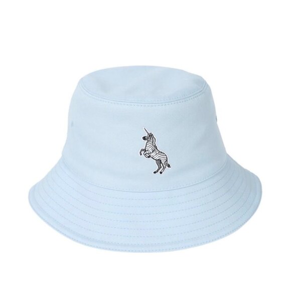 Burberry Accessories - Burberry Cotton Zebra Embroidered Bucket Hat Pale Blue L